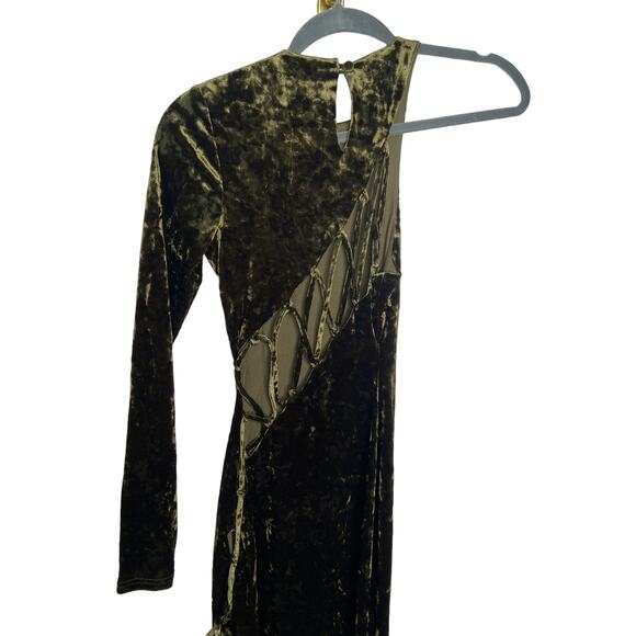 Camila Coelho Gabriel Maxi Dress Asymmetric Crushed Velvet Formal Gala Party XS - Picture 5 of 14